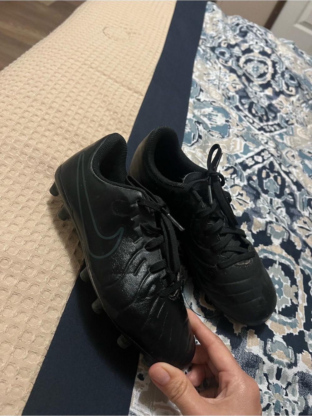 Nike Black boys Soccer Cleats with Subtle Swoosh